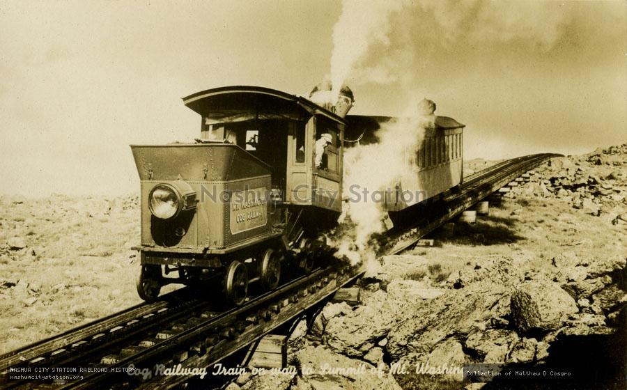 Postcard: Cog Railway Train on way to Summit of Mt. Washington